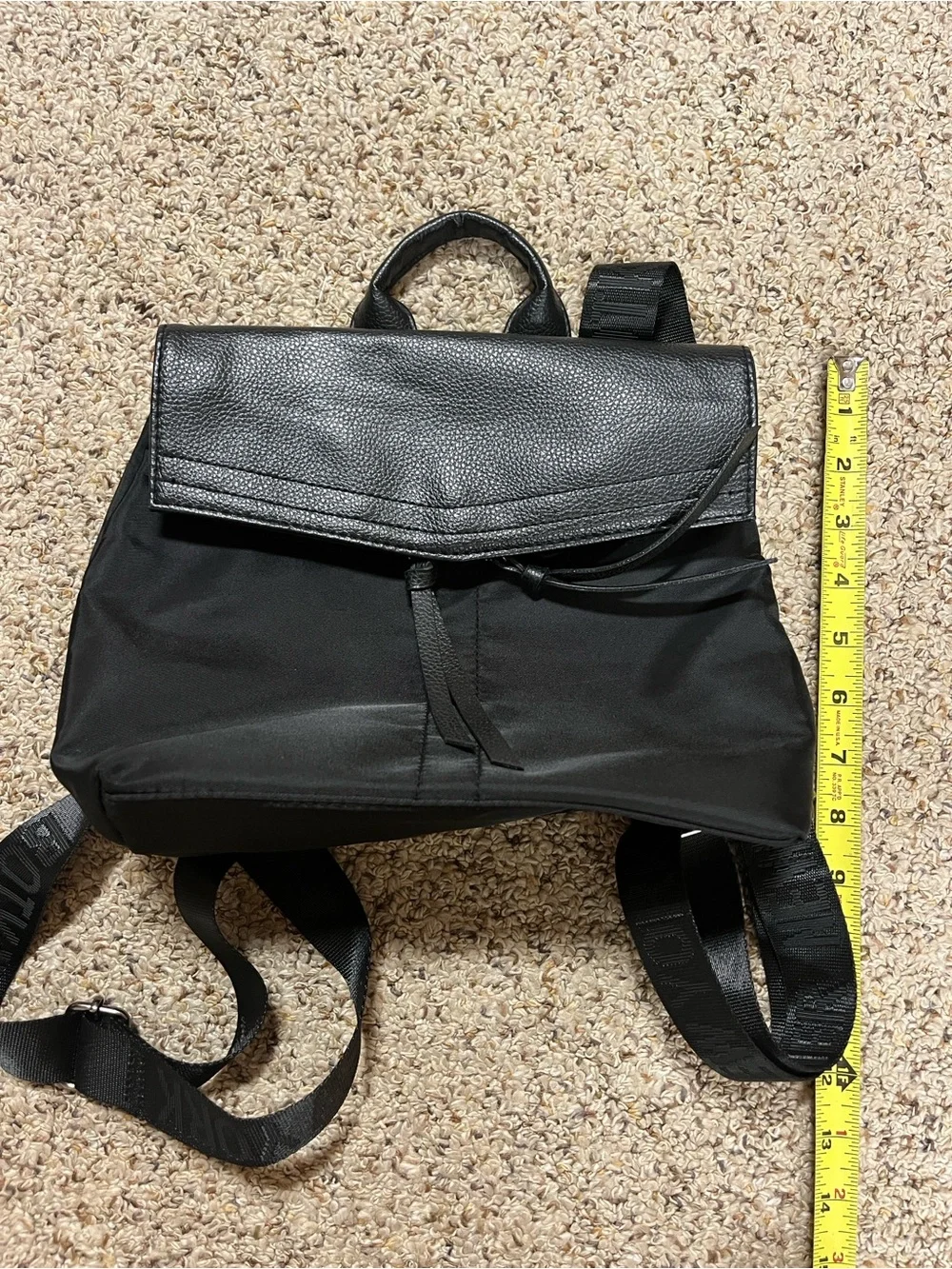 Botkier Black Leather-Flap Nylon Backpack